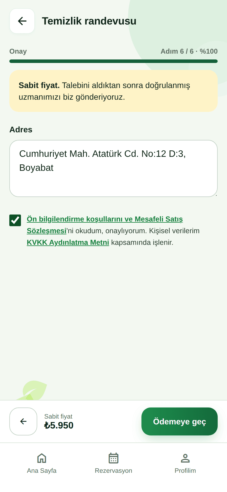 Adres ve onay